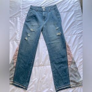 Easel Wide Leg Denim Patchwork Jeans